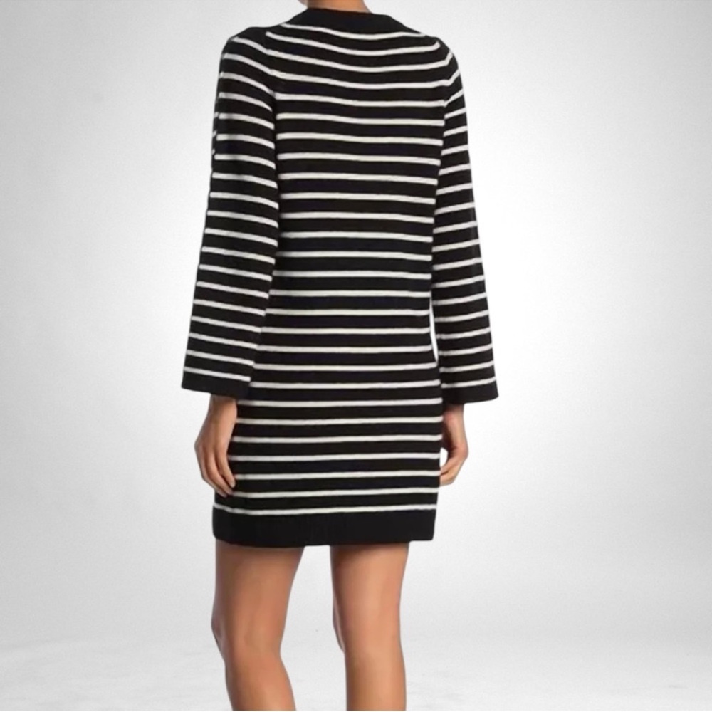 Madewell Wool Striped Button Sleeve Dress - Picture 2 of 8